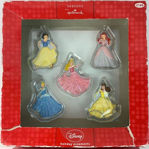 NIB Seasons from Hallmark Disney Princess Holiday Ornaments 2 Set of 5 NEW - Picture 2 of 15